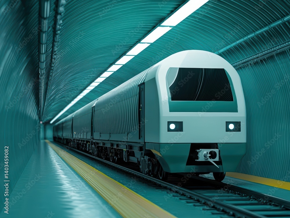 Naklejka premium A futuristic underground cargo transport system reducing surface congestion while promoting sustainability