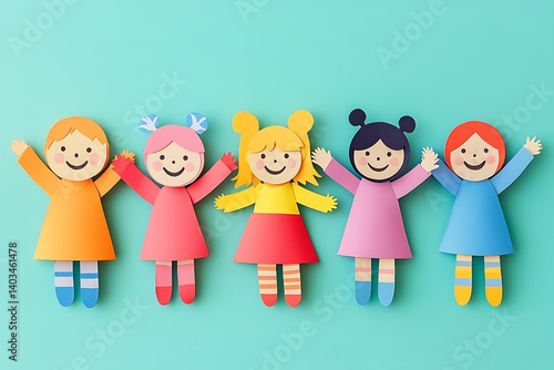 Happy Children Papercut Illustration Background
