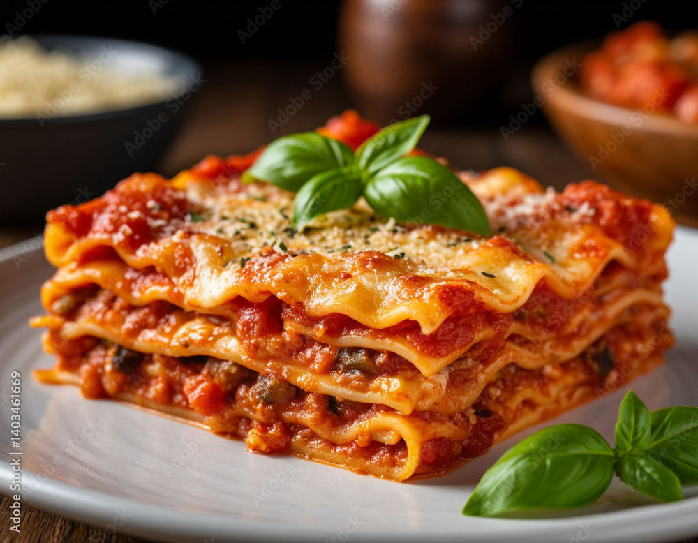 Fototapeta premium Italian Lasagna. Generated by AI
