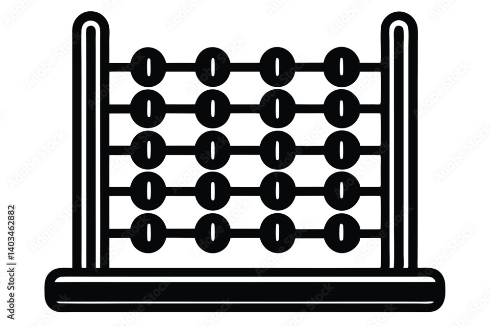 A Simple Black and White Line Drawing of a Classic Abacus A Simple Black and White Line Drawing of a Classic Abacus