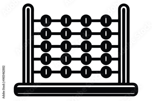 A Simple Black and White Line Drawing of a Classic Abacus