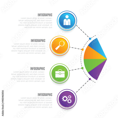 Infographic design chart list template with modern 4 step presentation
