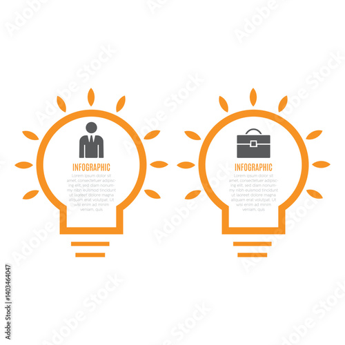 Light infographic business chart list 2 step template design