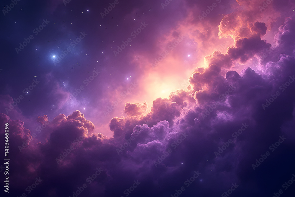Fototapeta premium Abstract cosmic event celestial realm digital art ethereal environment wide-angle view dreamlike concept