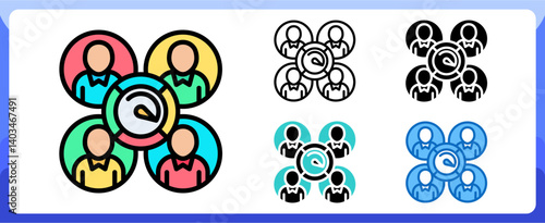 Effective Teamwork Multi Style Icon in Togetherness and Teamwork Vector Design