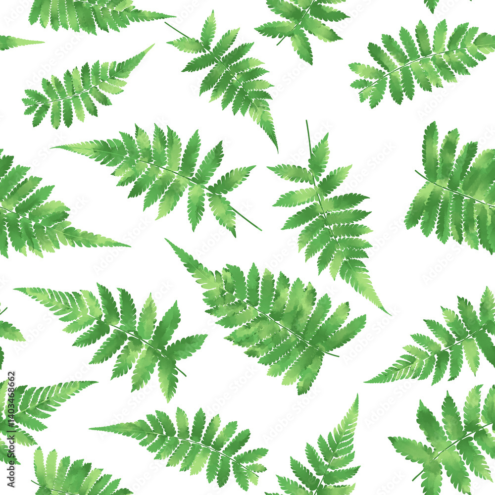 watercolor seamless pattern of green fern leaves watercolor seamless pattern of green fern leaves