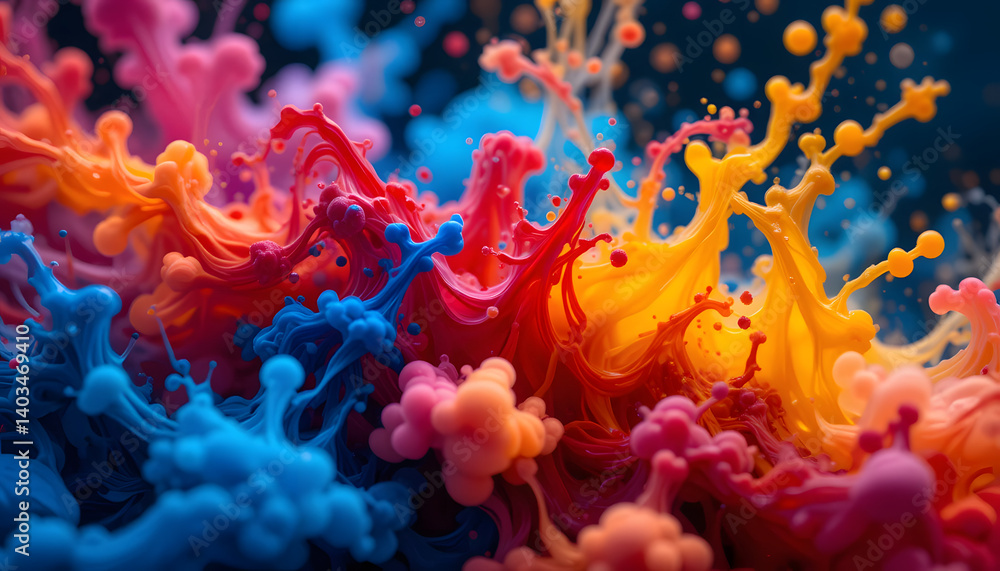 Abstract color splash explosion studio digital art vibrant environment close-up viewpoint artistic concept Abstract color splash explosion studio digital art vibrant environment close-up viewpoint artistic concept