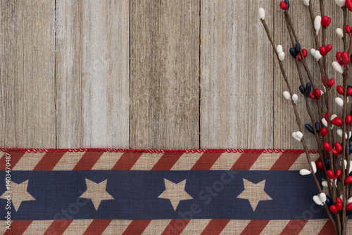 Retro USA red, white and blue stars on wood American background