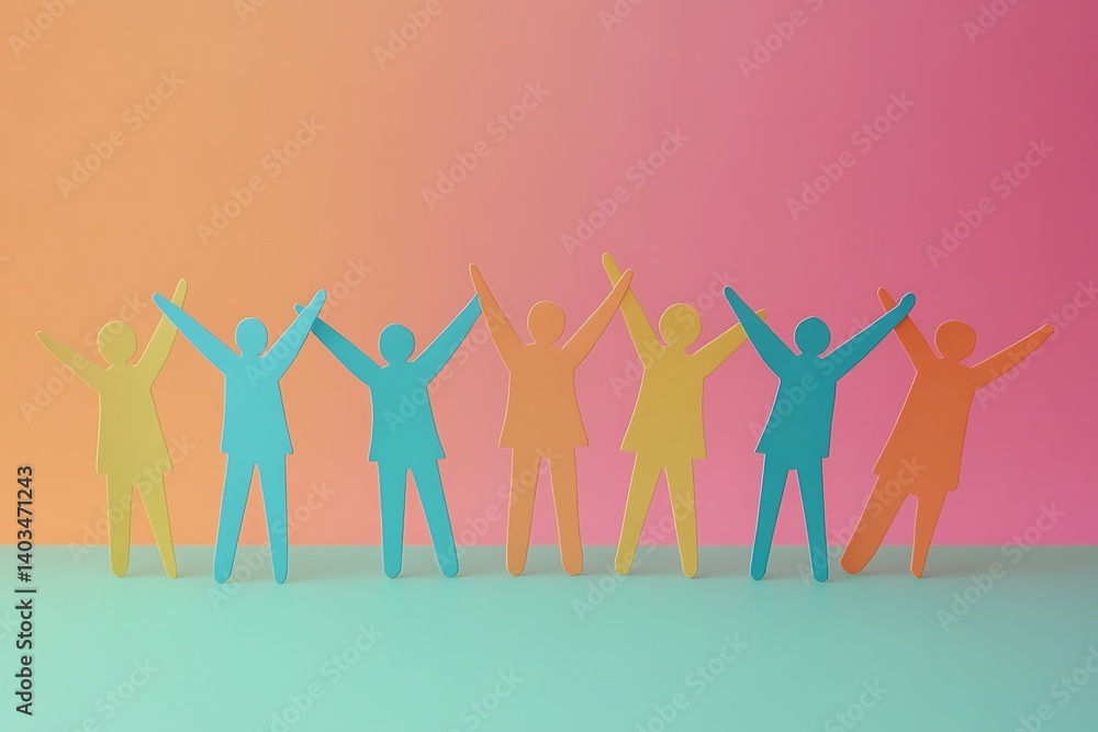 Happy Colorful People Connected Unity Design Happy Colorful People Connected Unity Design