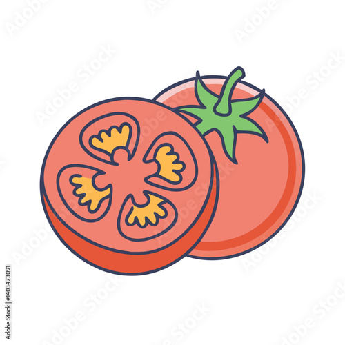 Isolated tomatoes vector illustration featuring fresh tomato and tomato slice for design needs