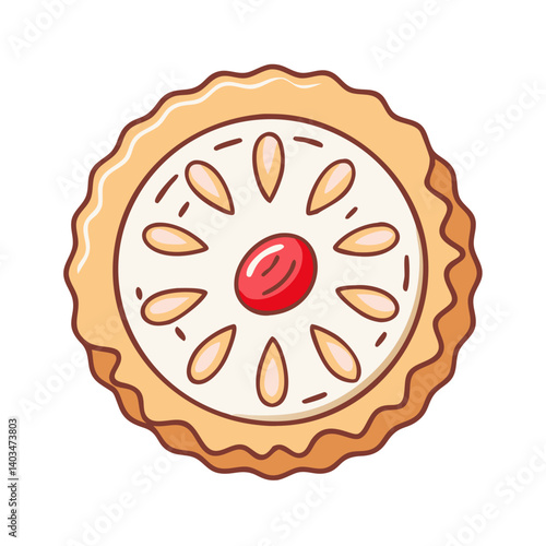 Delicious cherry pie vector illustration for bakery shop dessert menu and sweet food blog design