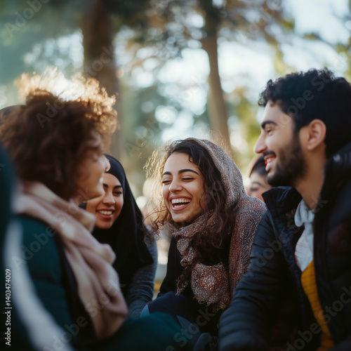 diverse group of young people outdoors