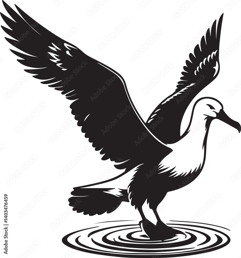 Obraz premium Albatross Silhouette Black Vector High Quality Vector Image. The white background