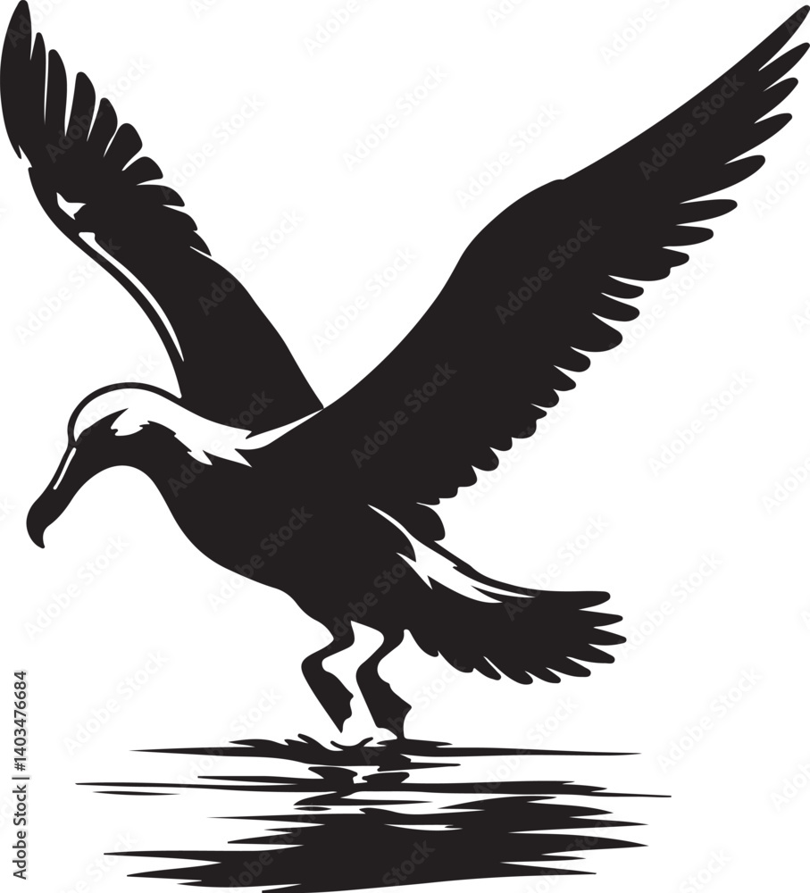 Obraz premium Albatross Silhouette Black Vector High Quality Vector Image. The white background