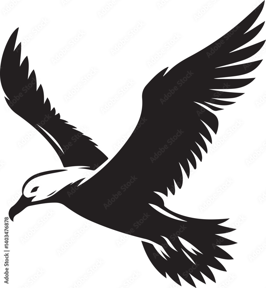 Obraz premium Albatross Silhouette Black Vector High Quality Vector Image. The white background