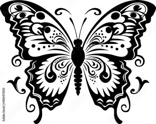 Butterfly | Black and White Vector illustration