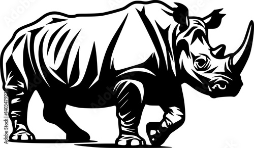 Rhinoceros | Black and White Vector illustration
