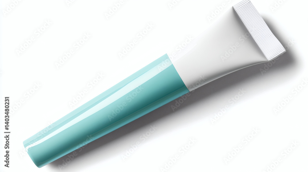 Teal cosmetic tube packaging; isolated on white Teal cosmetic tube packaging; isolated on white
