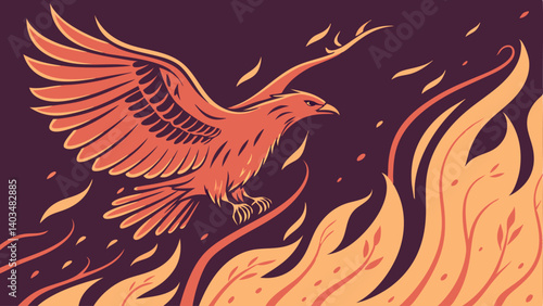 golden eagle on red background