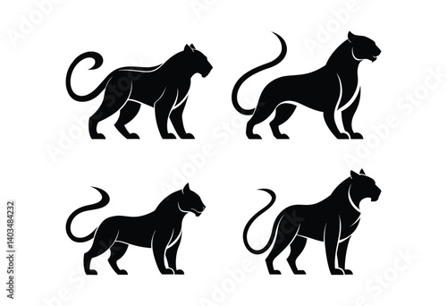 Black Panther Silhouette on white background