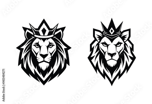 Lion King with Crown Logo Design