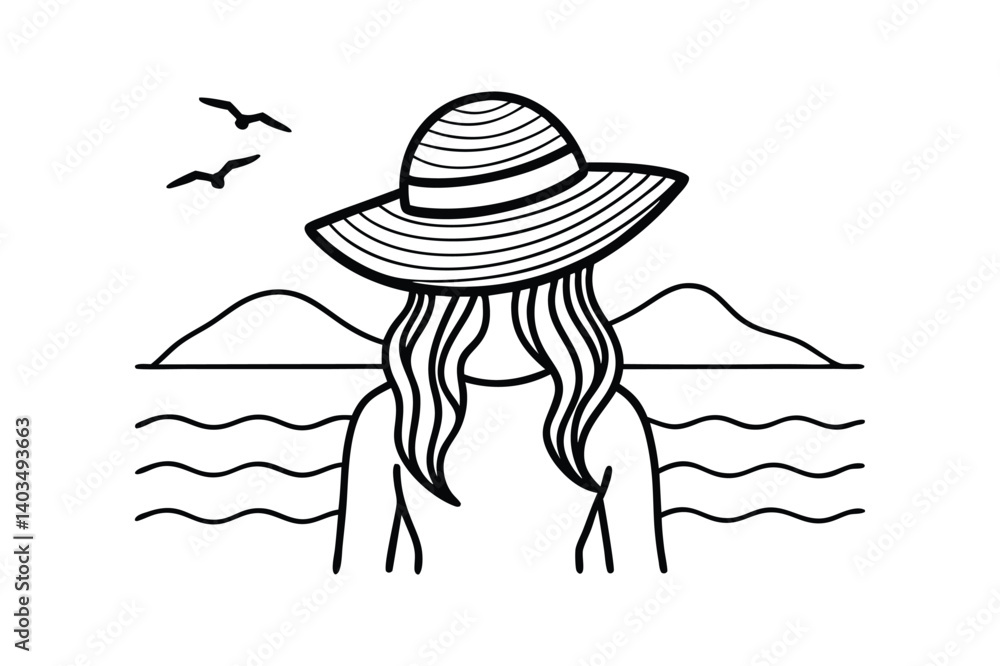 Stylish woman and young girl enjoying a summer day on the beach Stylish woman and young girl enjoying a summer day on the beach
