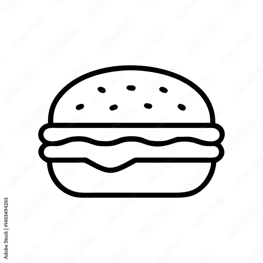 Simple line art hamburger icon on white background Simple line art hamburger icon on white background
