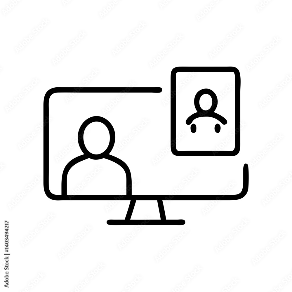 Online Meeting Icons Featuring Two Participants in Video Call Online Meeting Icons Featuring Two Participants in Video Call