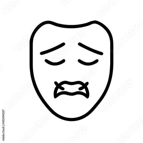 Sad face mask icon depicting sorrowful emotion  