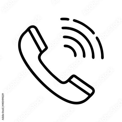 Phone receiver with ringing lines in minimalistic style  