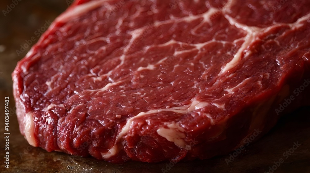 新鮮な赤身ステーキのクローズアップ テーブルに置かれた生肉のテクスチャ 美味しい食肉の塊 料理の準備と栄養 新鮮な赤身ステーキのクローズアップ テーブルに置かれた生肉のテクスチャ 美味しい食肉の塊 料理の準備と栄養