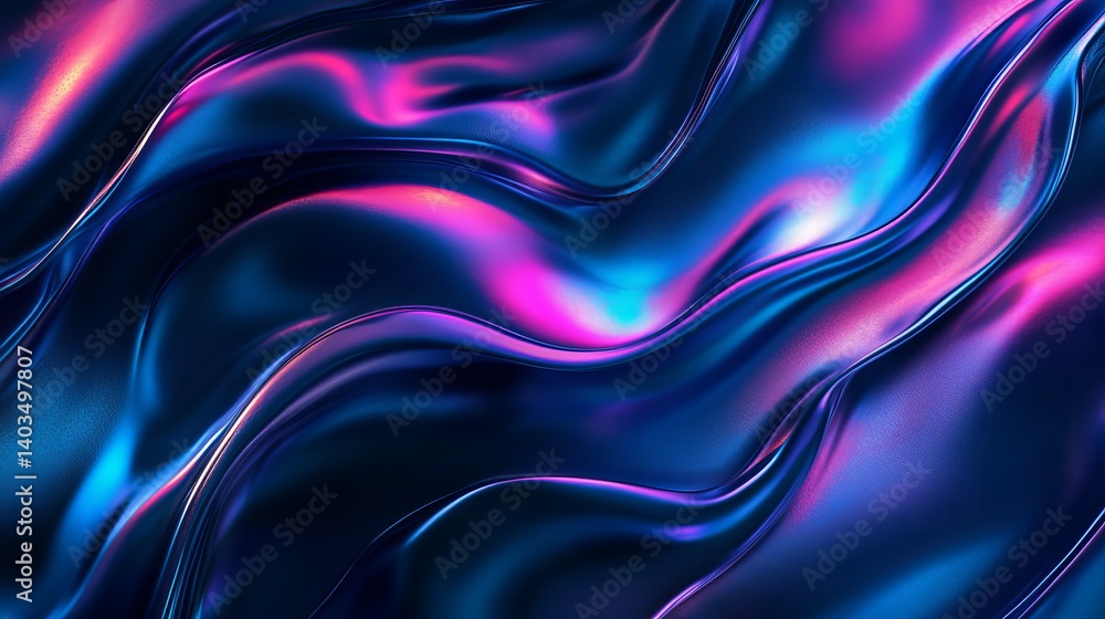 Obraz premium Abstract holographic foil background with iridescent neon and ultraviolet colors design trend 2024