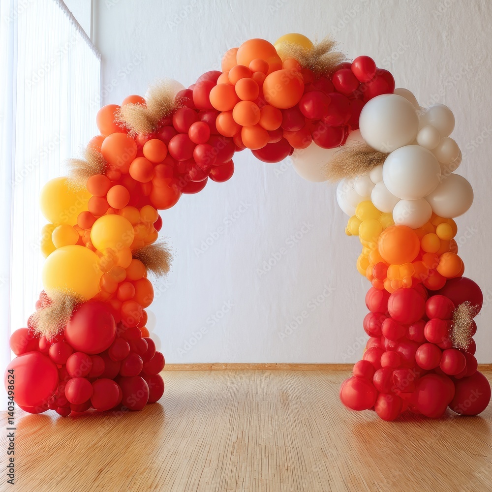 Colorful balloon arch for party decor