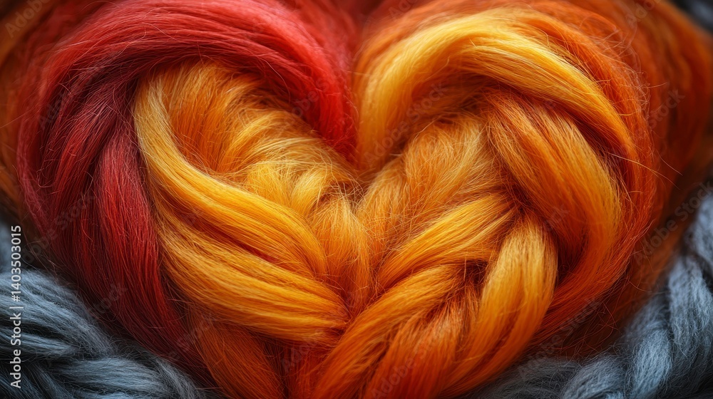 Woven, colorful yarn heart shape Woven, colorful yarn heart shape