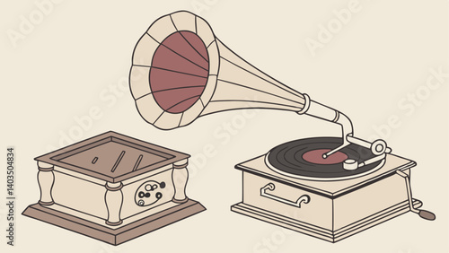 old gramophone isolated on white