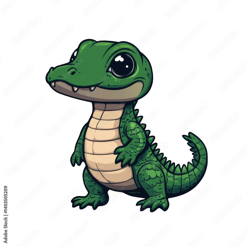 Fototapeta premium Adorable Baby Alligator Cartoon Illustration for Kid Books and Designs