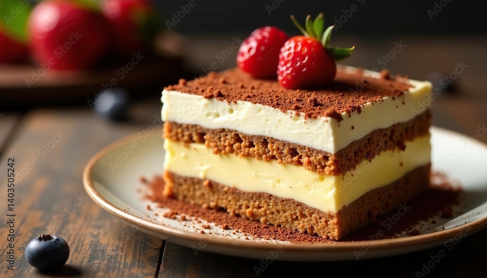 Rich, decadent tiramisu, showcasing texture and layers , photography, dark Rich, decadent tiramisu, showcasing texture and layers , photography, dark