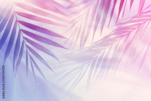 Soft and vibrant colored palm leaves against a blurred background