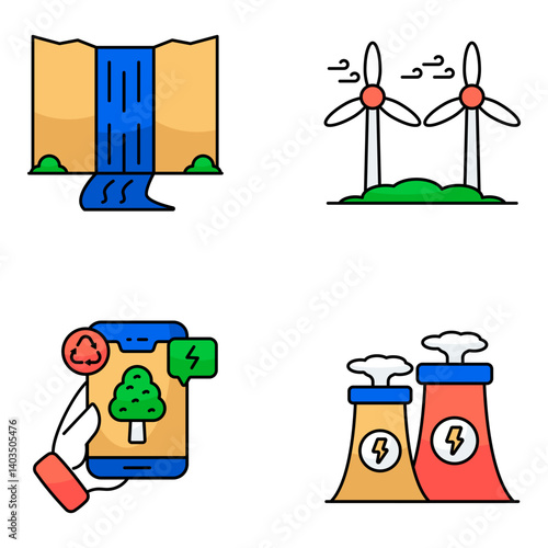 Set Of Ecology and Environment Flat Icons 

