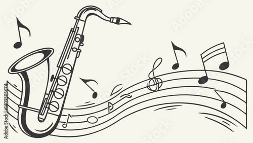 saxophone with musical notes