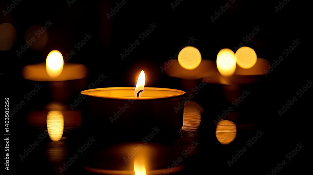 Candlelight background with glowing tea lights for meditation and spiritual or religious use Candlelight background with glowing tea lights for meditation and spiritual or religious use