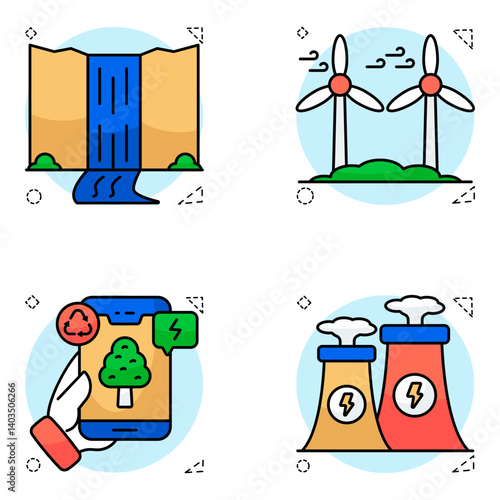 Set Of Ecology and Environment Flat Icons 

