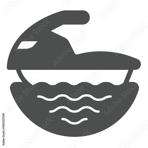 Ski water scooter solid icon, tropical voyage concept. Vector graphics. Motorboat, water transport sign on white background, glyph style icon for mobile or web design.