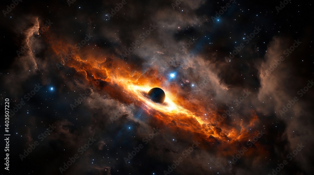 Cosmic Nebula with Black Hole, Space, and Stars. Cosmic Nebula with Black Hole, Space, and Stars.