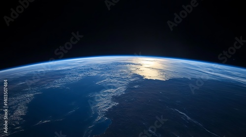 Fototapeta Naklejka Na Ścianę i Meble -  Earth from space view wallpaper hd background planet atmosphere horizon cosmos outer space universe 4k