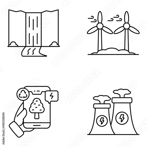 Set Of Ecology and Environment Line Icons 

