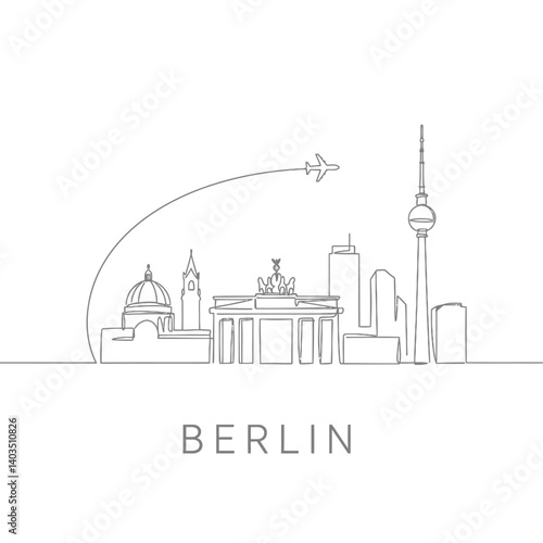 Berlin Skyline Line Art with Minimalist, and Travel.