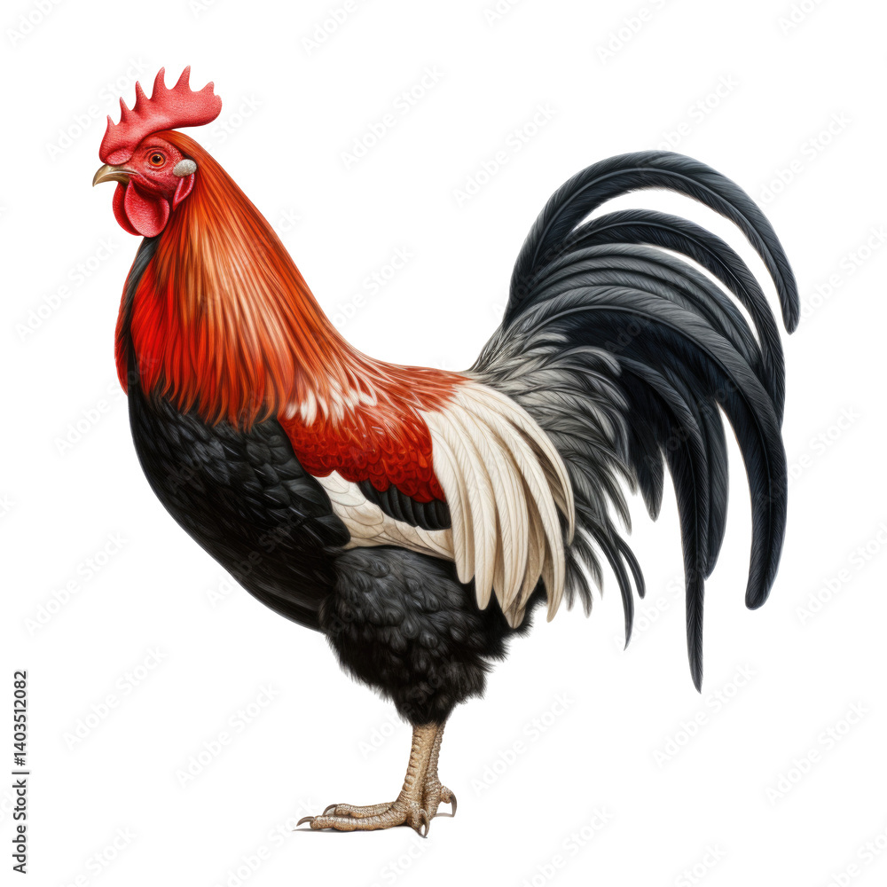 Fototapeta premium Vibrant Rooster Art on transparent background