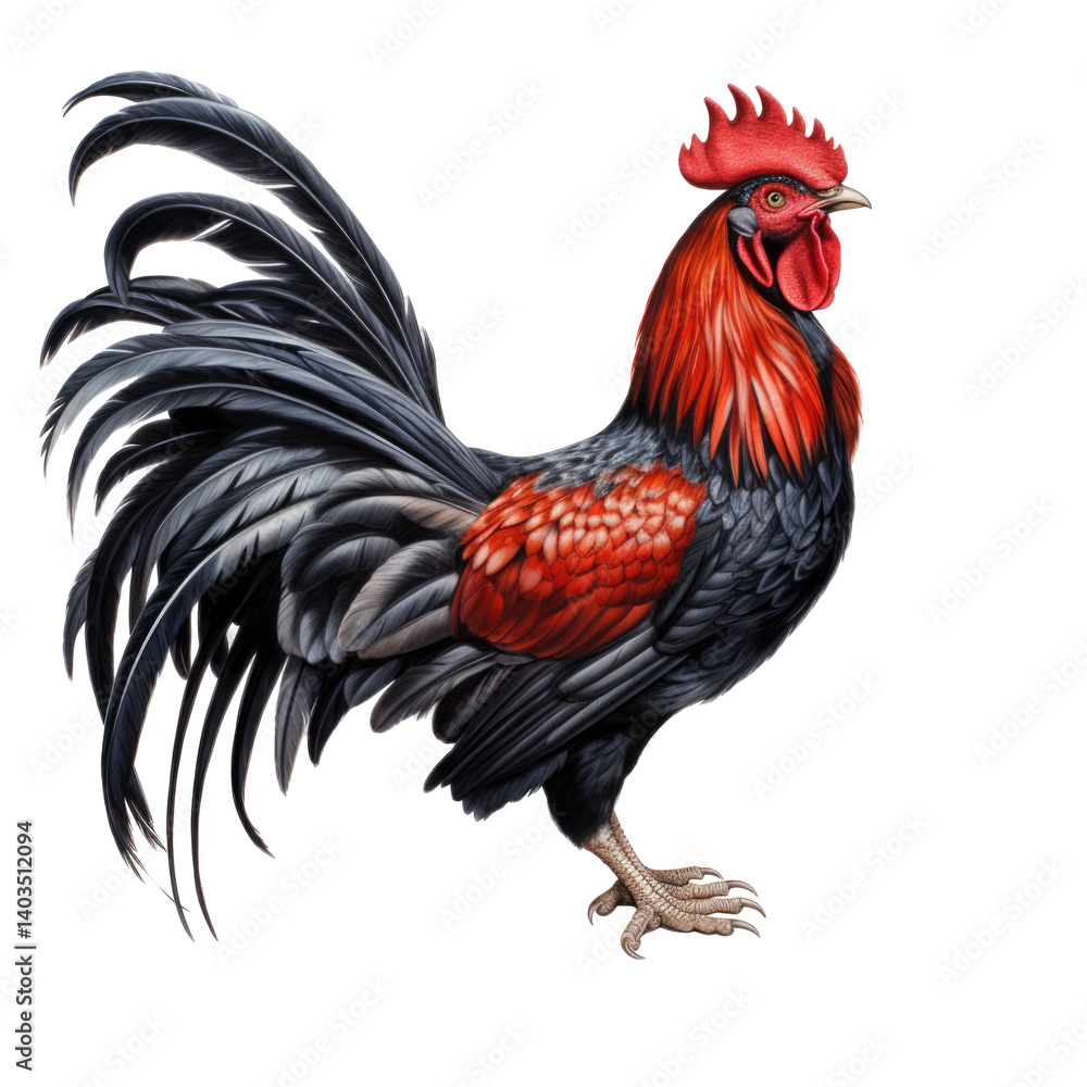 Fototapeta premium Dynamic Rooster Image on transparent background