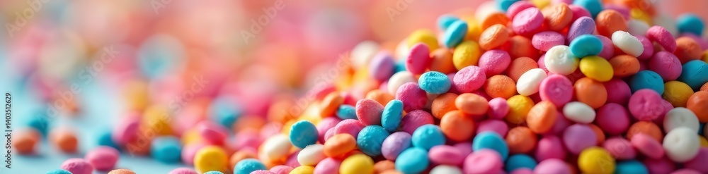 Close-up of rainbow candy sprinkles creating a vibrant and fun texture, food, confectionery Close-up of rainbow candy sprinkles creating a vibrant and fun texture, food, confectionery